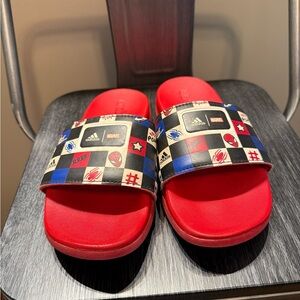 Adidas Marvel Red and Blue Slide Sandals